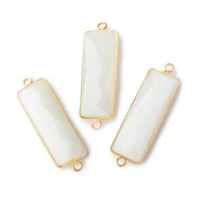 31x11mm Vermeil Bezel White Moonstone Bar 2 ring Connector North South 1 pc