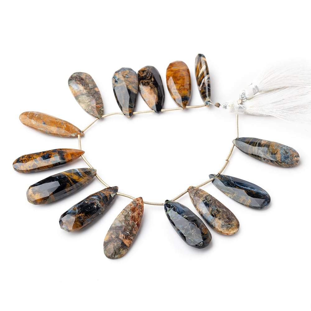 31x12-36x12mm Pietersite Faceted Pear Beads 7 inch 14 pieces