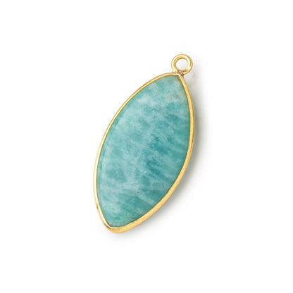 31x16mm Vermeil Bezel Amazonite Plain Marquise Pendant 1 Focal Bead