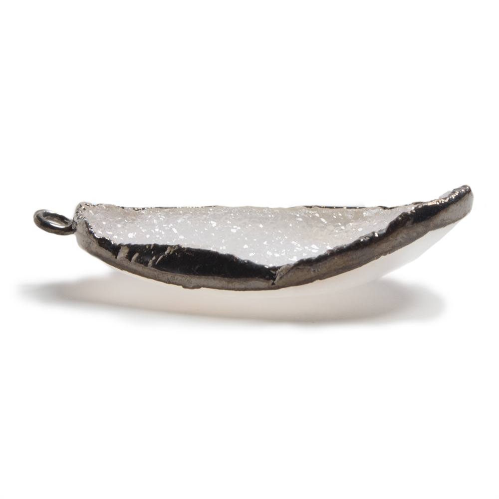 31x18x7mm Gunmetal Leafed White Drusy Focal Pendant 1 piece