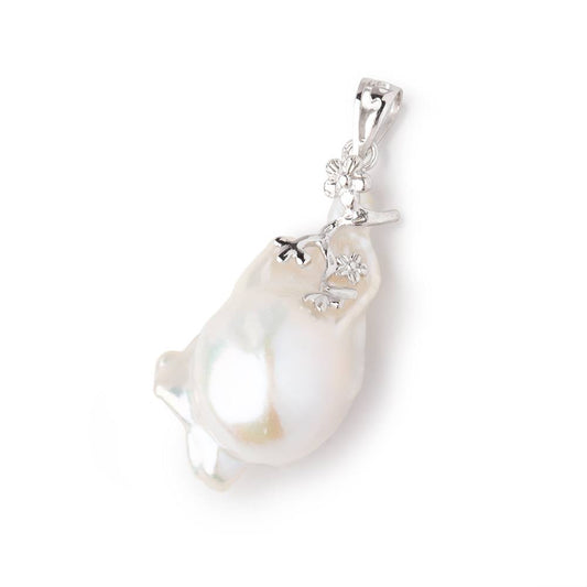31x19mm White Ultra Baroque .925 Silver Pendant Focal 1 piece