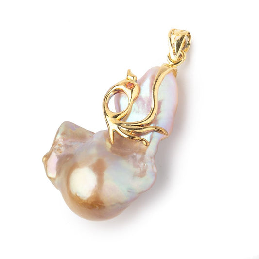 31x20.5mm Taupe Ultra Baroque Vermeil Pendant focal 1 piece