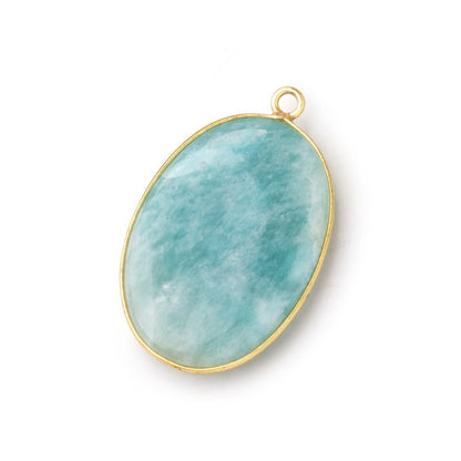 31x21mm Vermeil Bezel Amazonite Plain Oval Pendant 1 Focal Bead