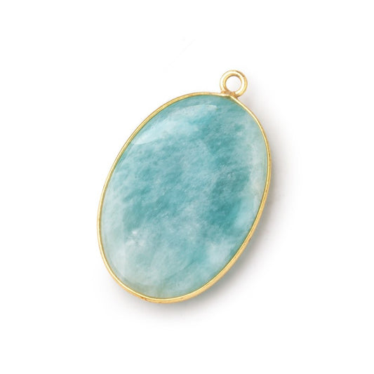 31x21mm Vermeil Bezel Amazonite Plain Oval Pendant 1 Focal Bead