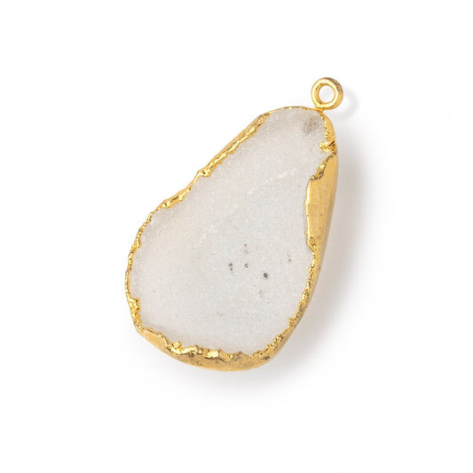 31x22mm Gold Leafed White Concave Drusy Pendant 1 focal piece