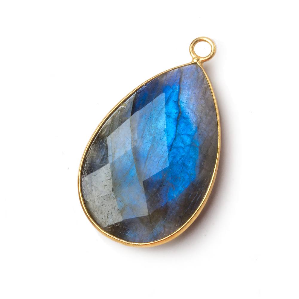 31x22mm Vermeil Bezel Labradorite faceted pear Pendant 1 piece