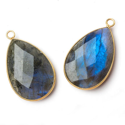 31x22mm Vermeil Bezel Labradorite faceted pear Pendant 1 piece