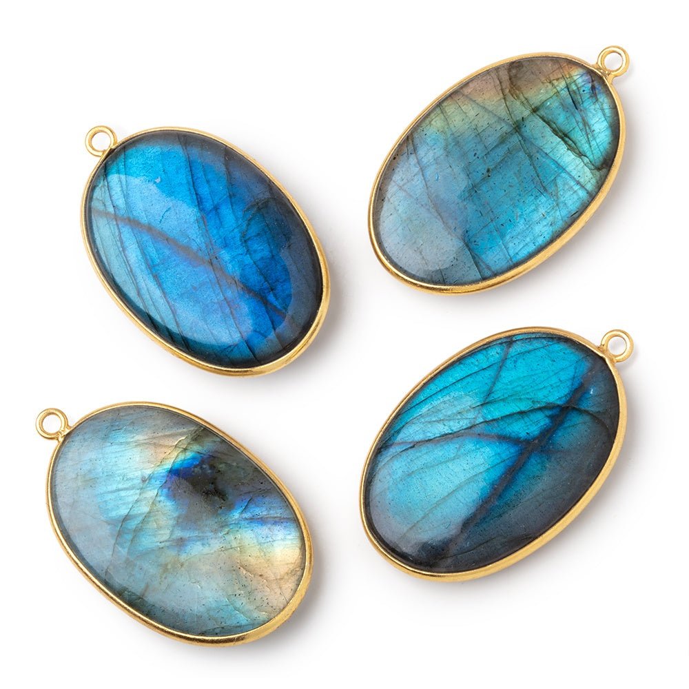 31x22mm Vermeil Bezel Labradorite Plain Oval Pendant 1 Focal