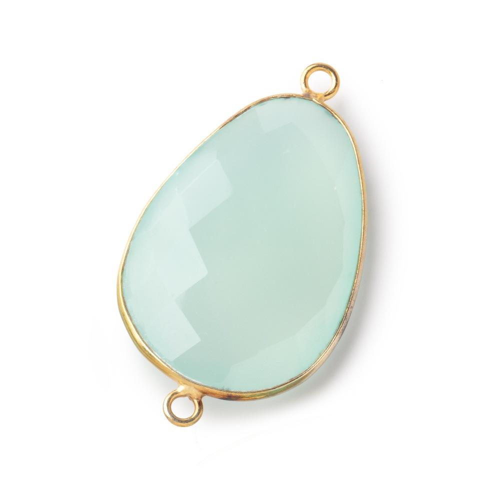 31x22mm Vermeil Bezel Seafoam Chalcedony Faceted Nugget Connector 1 piece