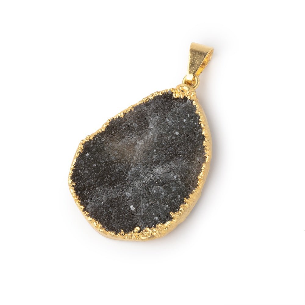 31x24mm Gold Leafed Gray Drusy Pendant 1 focal piece