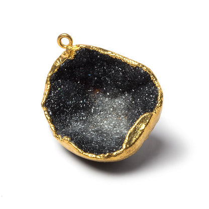 31x26x14mm Gold Leafed Black & Grey Concave Drusy Focal Pendant 1 piece