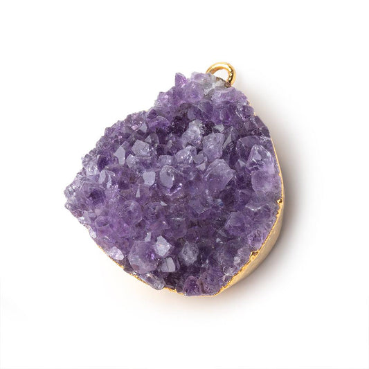 31x28mm Gold Leafed Amethyst Drusy Pendant 1 piece