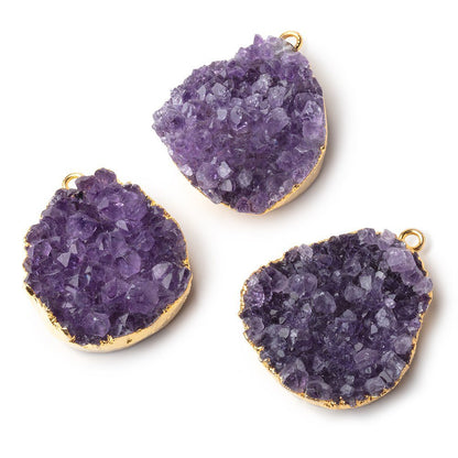 31x28mm Gold Leafed Amethyst Drusy Pendant 1 piece