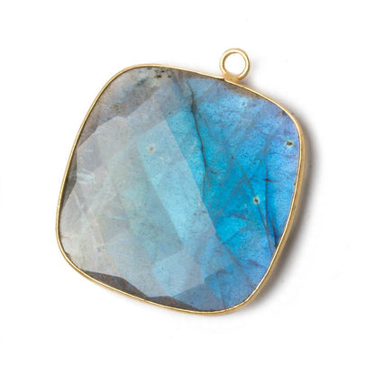31x31mm Vermeil Bezel Labradorite faceted pillow Pendant 1 piece