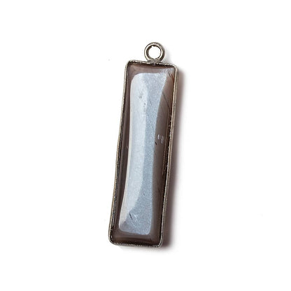 31x9mm Silver Bezel Chocolate Moonstone north south bar Pendant 1 focal bead
