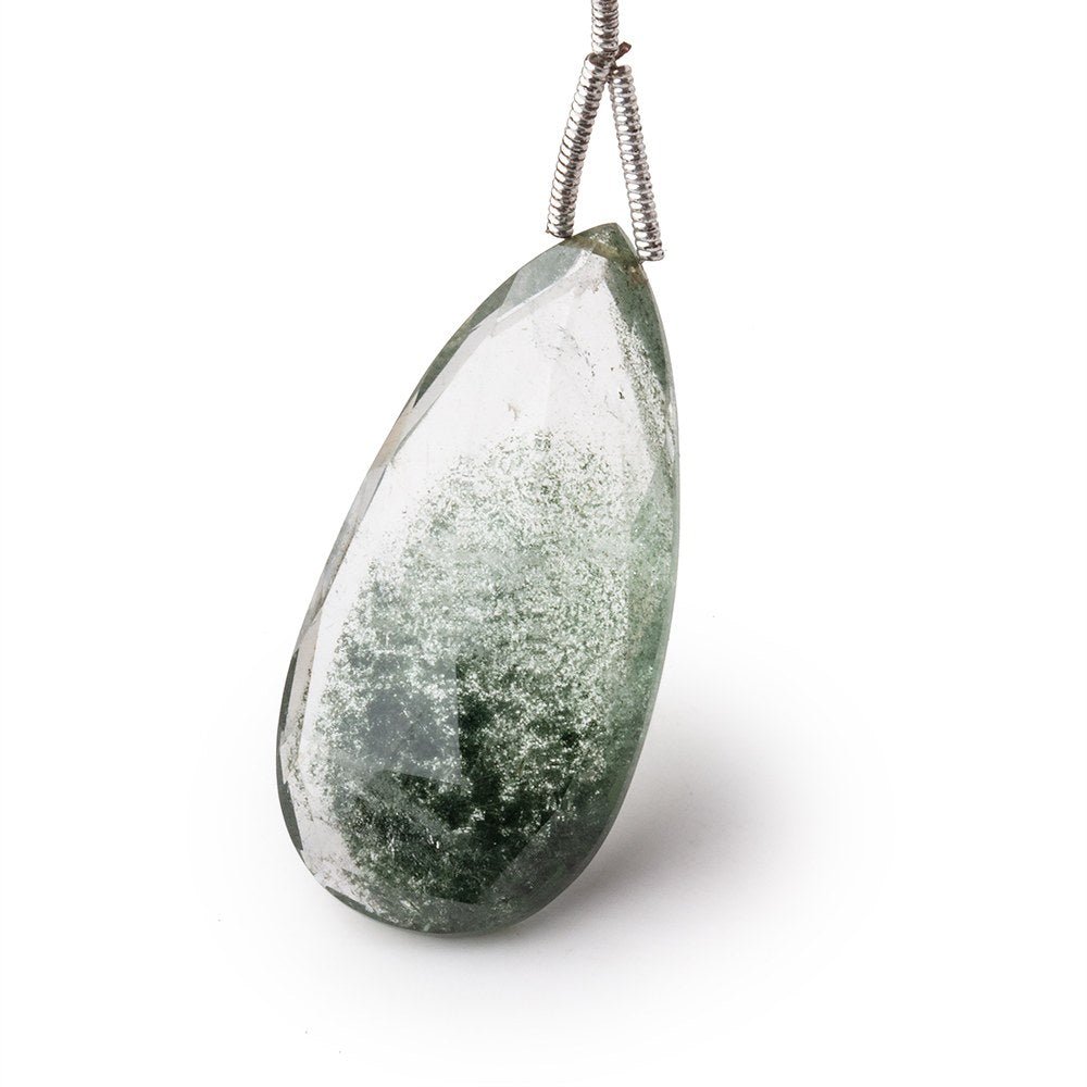 32-34mm Moss Quartz Faceted Pear Focal 1 Bead