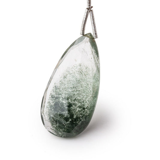 32-34mm Moss Quartz Faceted Pear Focal 1 Bead