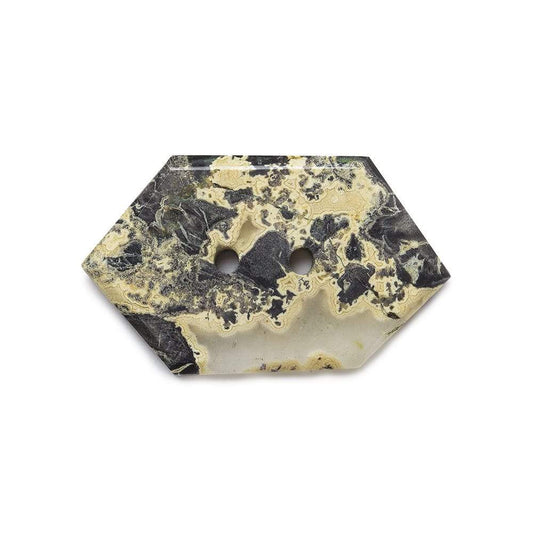 32.5x20mm Black & Tan Jasper Modified Hexagon 2.5mm hole button 1 piece