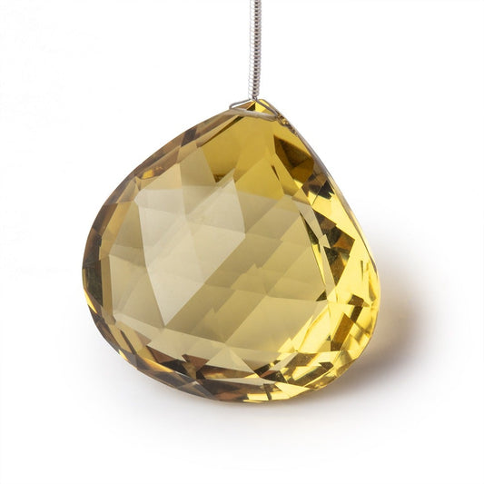 32mm Lemon Quartz Faceted Heart Focal Bead 1 Piece AAA
