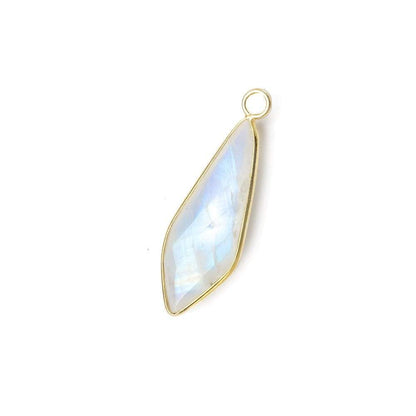 32x11mm Vermeil Bezel Rainbow Moonstone faceted fancy kite pendant 1 piece