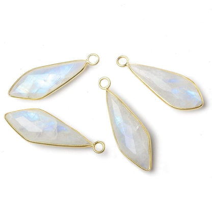 32x11mm Vermeil Bezel Rainbow Moonstone faceted fancy kite pendant 1 piece