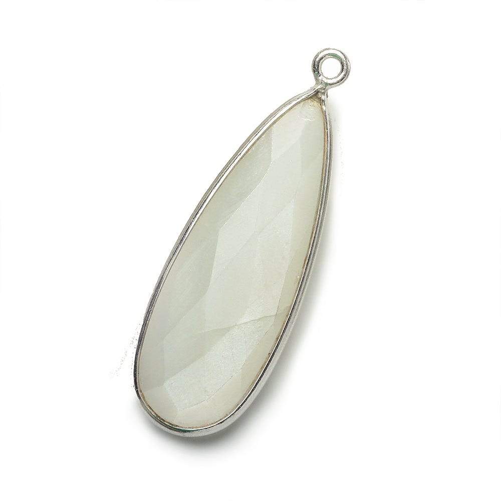 32x12mm Silver .925 Bezeled White Moonstone Pear Pendant 1 piece