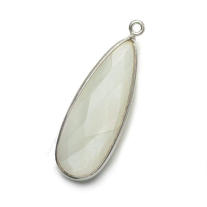 32x12mm Silver .925 Bezeled White Moonstone Pear Pendant 1 piece