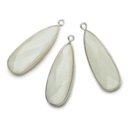 32x12mm Silver .925 Bezeled White Moonstone Pear Pendant 1 piece