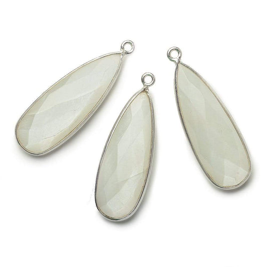 32x12mm Silver .925 Bezeled White Moonstone Pear Pendant 1 piece