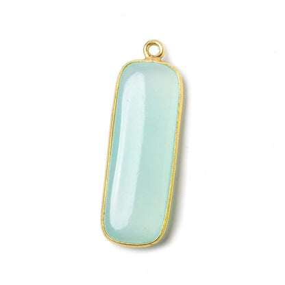32x12mm Vermeil Bezel SeaBlue Chalcedony north south bar Pendant 1 focal bead