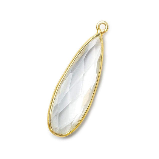 32x12mm Vermeil Bezeled Crystal Quartz Pear Pendant 1 piece