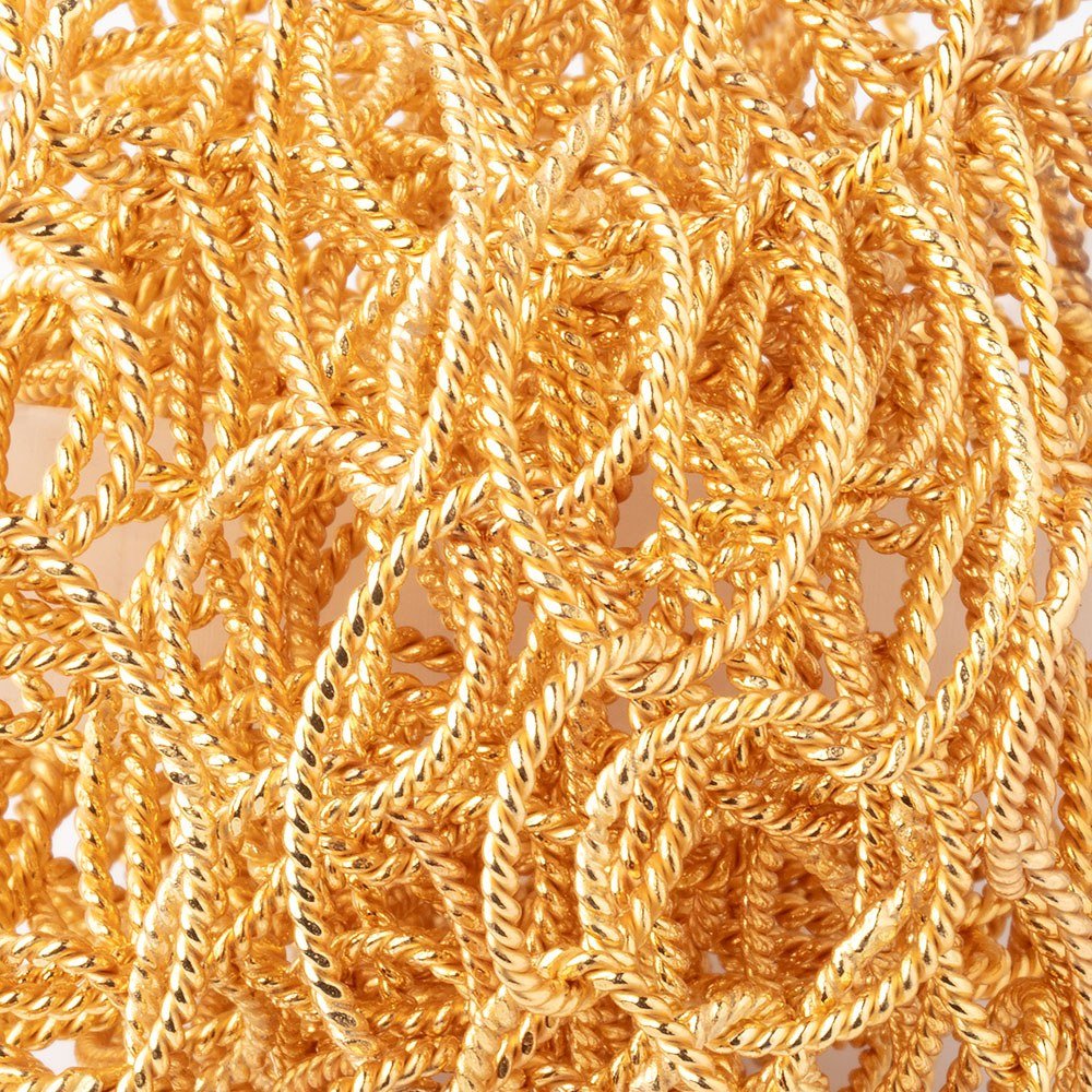 32x18mm & 19mm 22kt Gold Plated Twisted Satin Marquise & Round Link Chain