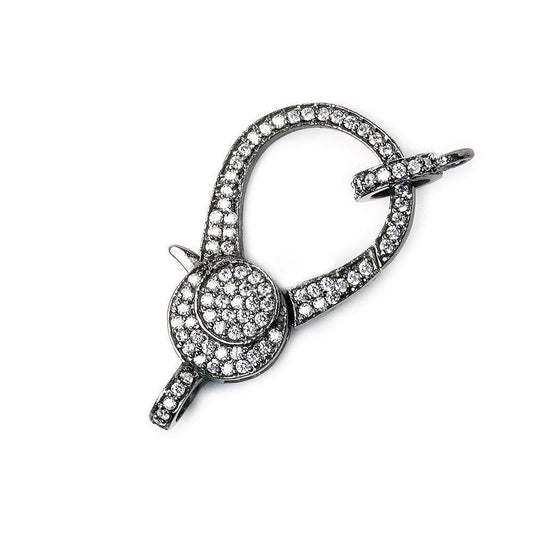 32x18mm Black Gold .925 Silver Pave CZ Lobster Clasp with CZ Ring 1 piece