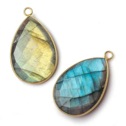 32x21mm Vermeil Bezel Labradorite faceted pear Pendant 1 piece