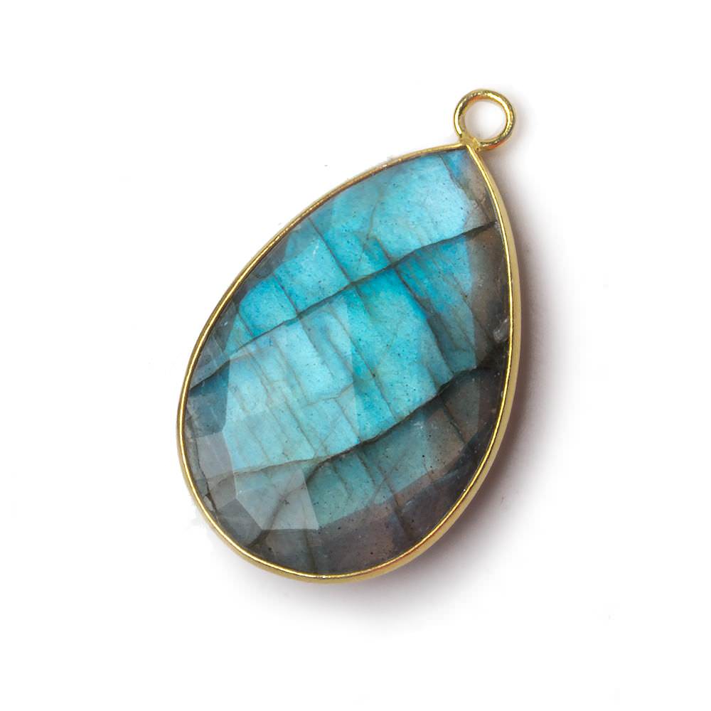 32x21mm Vermeil Bezel Labradorite faceted pear Pendant 1 piece