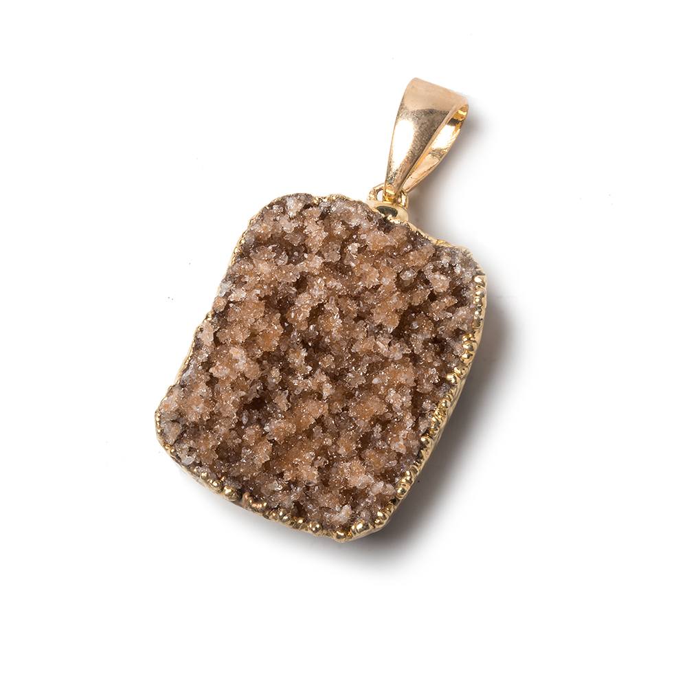 32x23x9mm Gold Leaf Cinnamon Sugar Agate Drusy Pendant & Bail