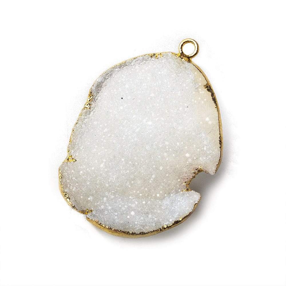 32x25x11mm Gold Leafed White Concave Drusy Focal Pendant 1 piece