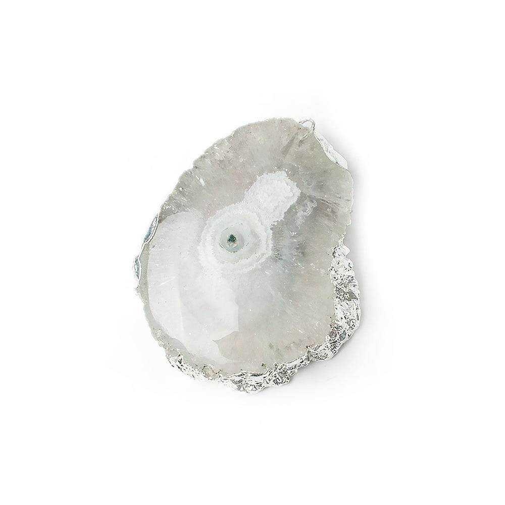 32x26mm Silver leafed Solar Quartz Slice Pendant 1 piece