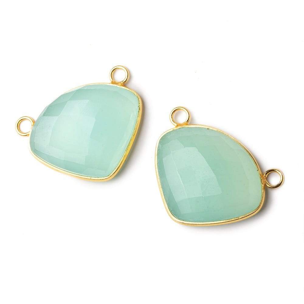 32x26mm Vermeil Bezel Sea Green Chalcedony Cleftless Heart Connector 1 piece