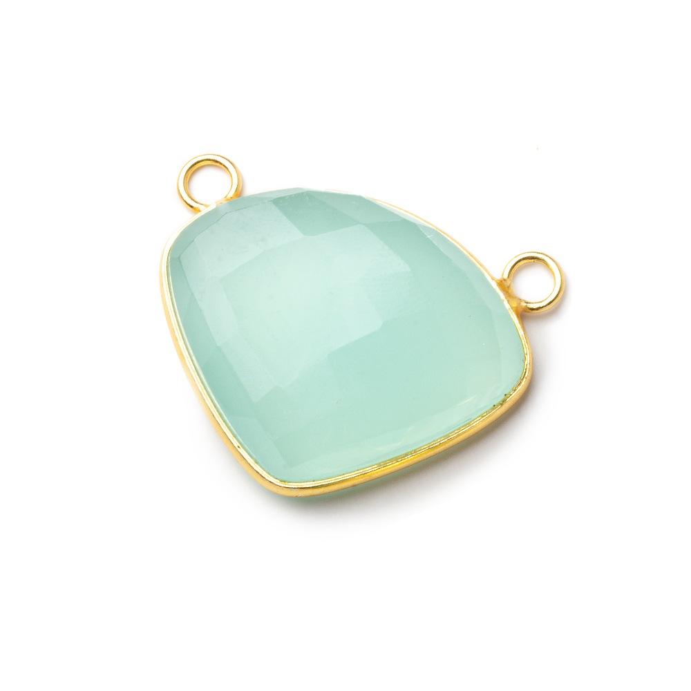 32x26mm Vermeil Bezel Sea Green Chalcedony Cleftless Heart Connector 1 piece