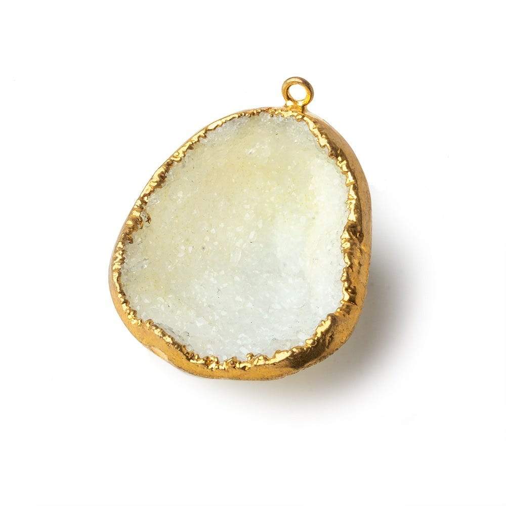 32x27x13mm Gold Leafed Lemon Yellow Concave Drusy Focal Pendant 1 piece