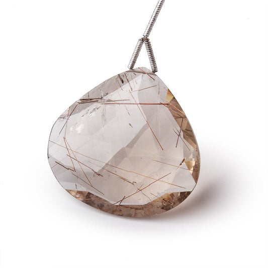 32x30.5mm Rutilated Quartz Faceted Heart Focal Bead 1 piece