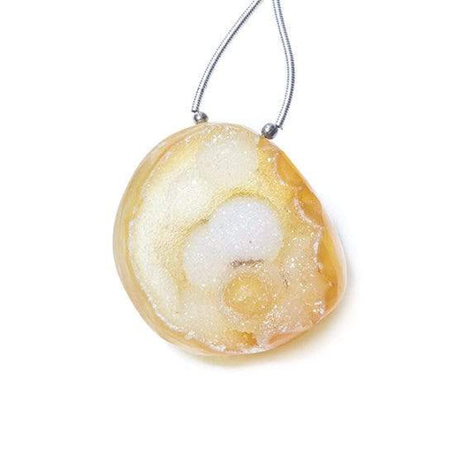 32x30mm Pale Golden Agate Tubular Drusy Freeform Focal Bead 1 piece