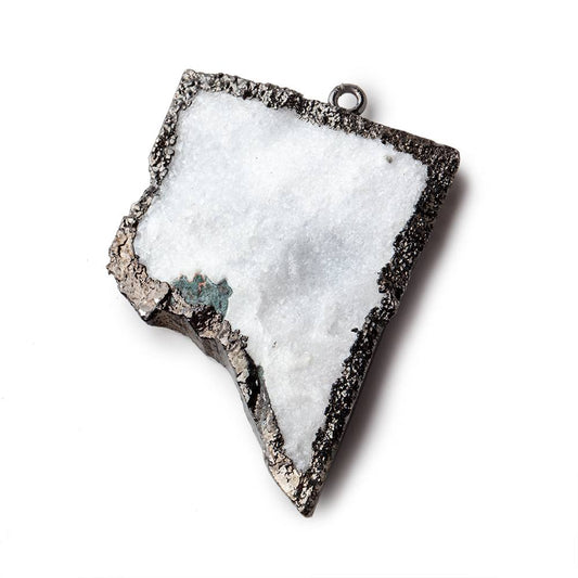 32x32mm Black Gold Leafed White Drusy Freeform Pendant 1 piece