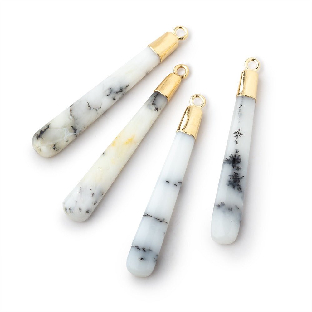 32x5-38x7mm Gold Leafed Dendritic Opal Pear Pendant 1 focal piece