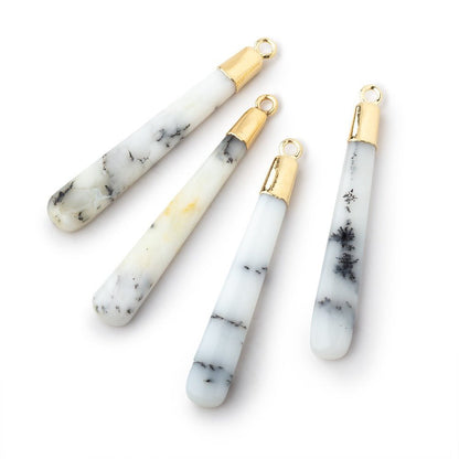 32x5-38x7mm Gold Leafed Dendritic Opal Pear Pendant 1 focal piece