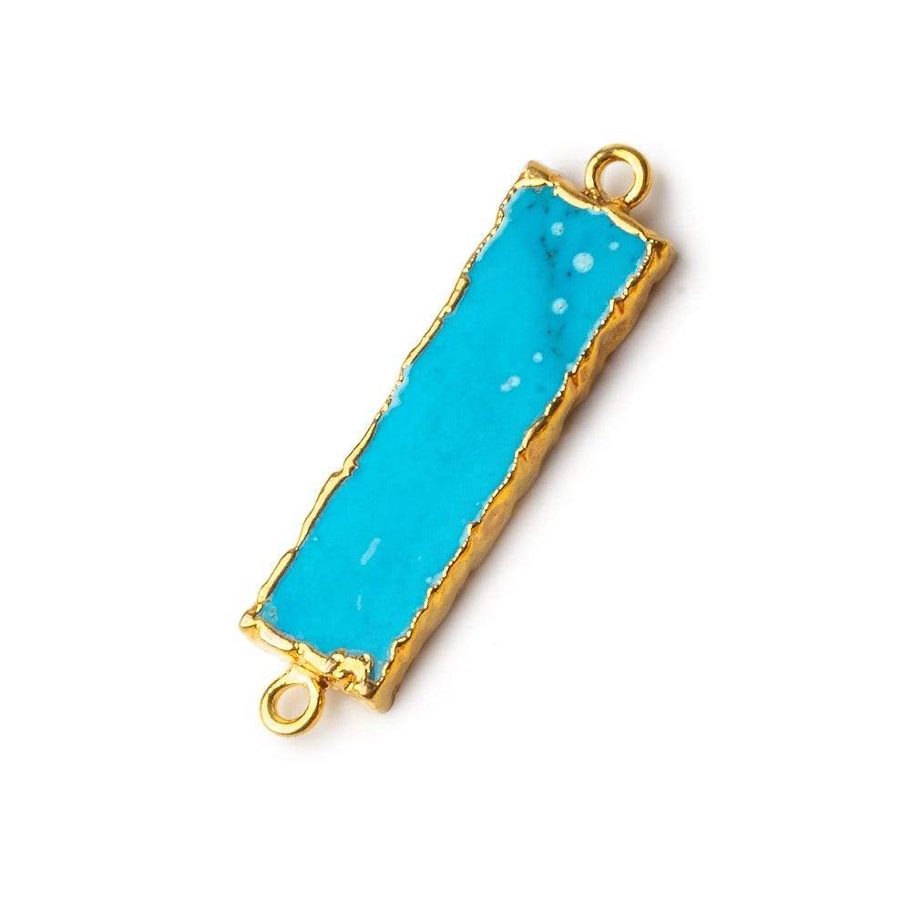 32x8mm Gold Leafed Turquoise Howlite Plain Bar Connector 1 piece