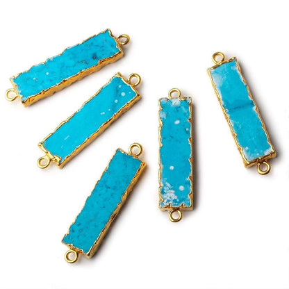 32x8mm Gold Leafed Turquoise Howlite Plain Bar Connector 1 piece
