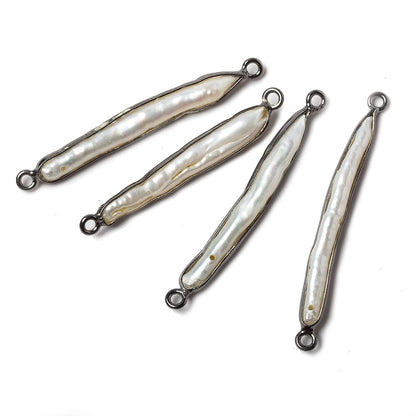 33-36x5mm Black Gold Bezeled Biwa Pearl Connector 1 piece