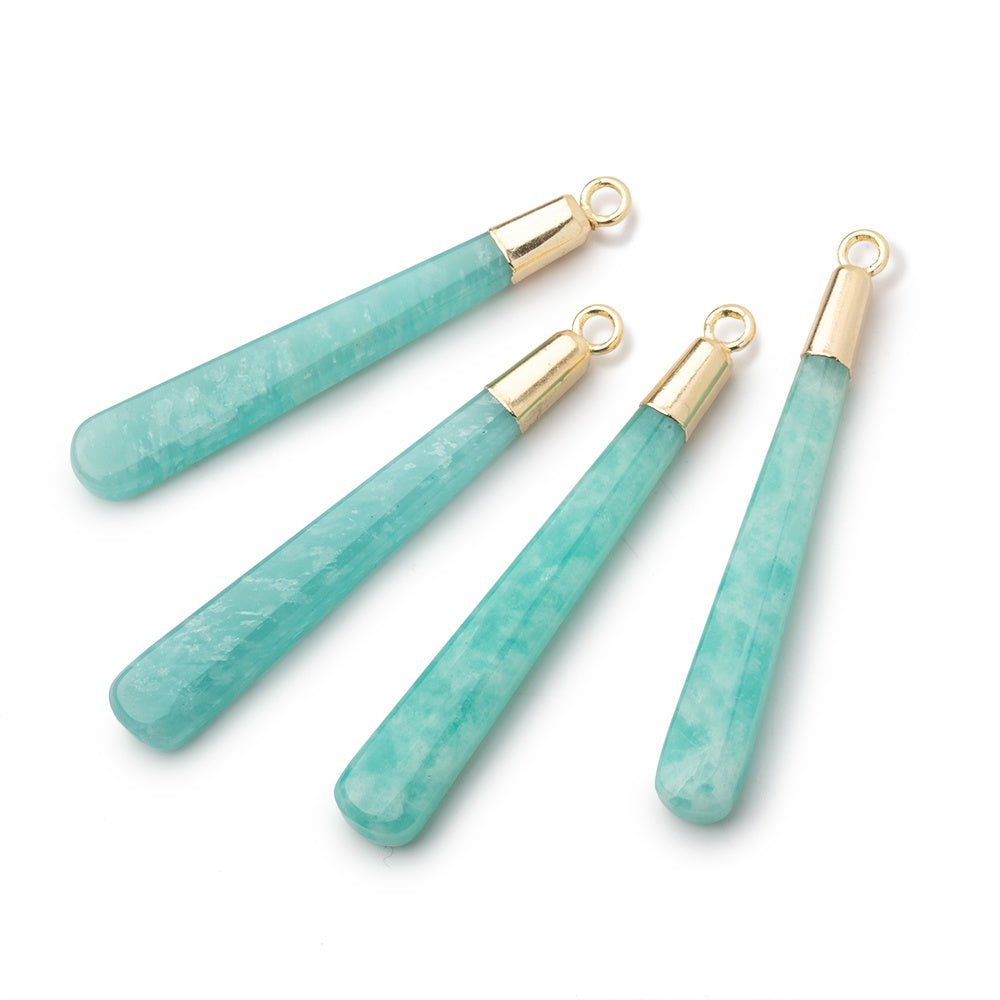 33-39mm Gold Leafed Amazonite Pear Pendant 1 focal piece